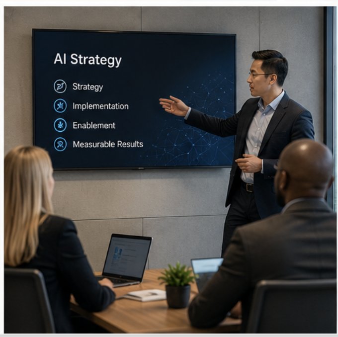 Presenting the AI strategy framework: Strategy, Implementation, Enablement, Measurable Results